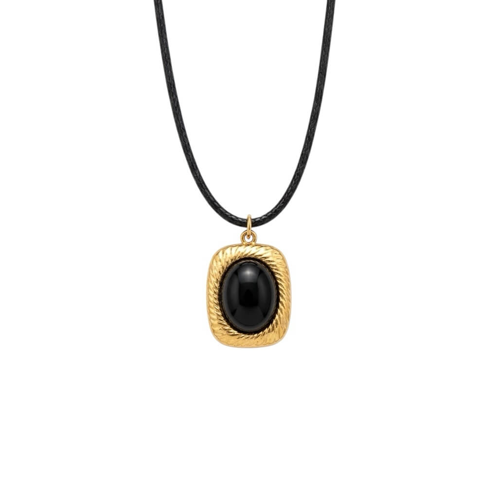 Black energy | stainless necklace με κορδόνι